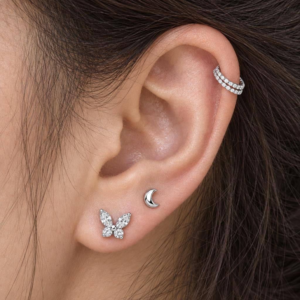 Zestaw Curated Ear „Moonlight” – 3 tytanowe kolczyki do ucha