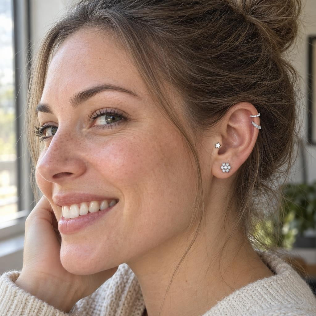 Zestaw Curated Ear „Starlight” – 4 tytanowe kolczyki do ucha
