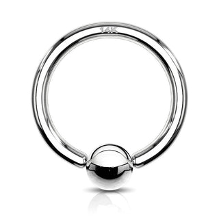 Złoto 585 kółko z kulką białe złoto żółte złoto zapięcie captive bead