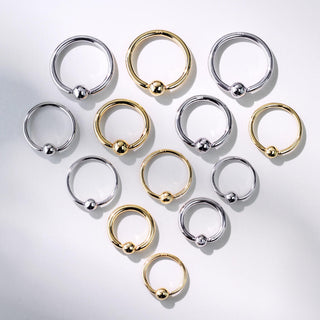 Złoto 585 kółko z kulką białe złoto żółte złoto zapięcie captive bead
