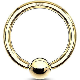 Złoto 585 kółko z kulką białe złoto żółte złoto zapięcie captive bead
