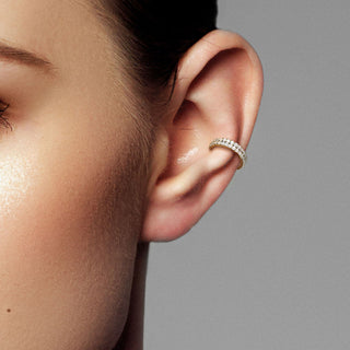 Złoto 585 kółko trójwymiarowe 2 rzędy cyrkonii clicker