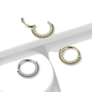 Złoto 585 kółko cyrkonia clicker