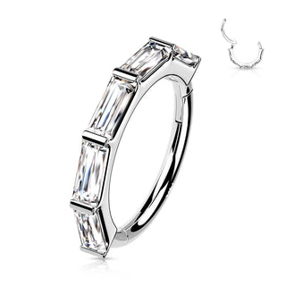 Złoto 585 kółko kwadratowa cyrkonia clicker