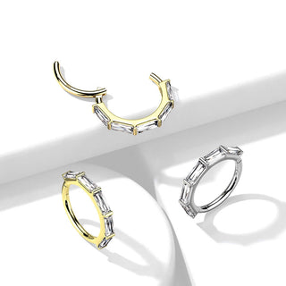 Złoto 585 kółko kwadratowa cyrkonia clicker