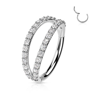 Złoto 585 kółko trójwymiarowe cyrkonie clicker