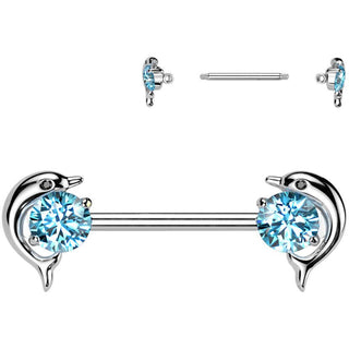 Kolczyk do sutka delfin cyrkonia