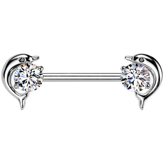 Kolczyk do sutka delfin cyrkonia