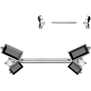 Kolczyk do sutka perła cyrkonie szlif bagietkowy