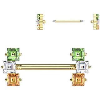 Kolczyk do sutka kolorowe kwadratowe cyrkonie