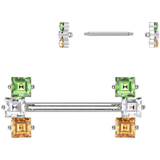 Kolczyk do sutka kolorowe kwadratowe cyrkonie