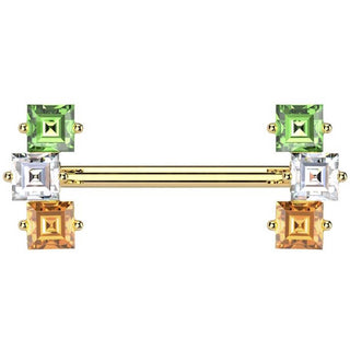 Kolczyk do sutka kolorowe kwadratowe cyrkonie