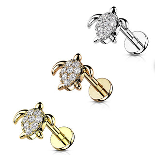 Labret żółw cyrkonia gwint wewnętrzny