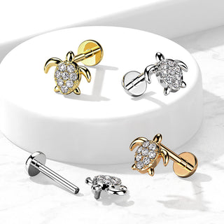 Labret żółw cyrkonia gwint wewnętrzny