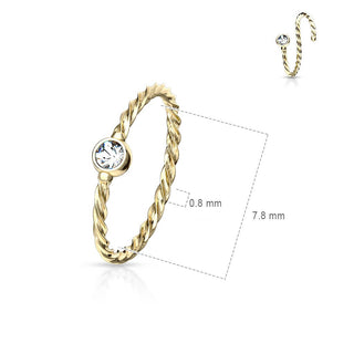 Kółko cyrkonia skręcony kolczyk rozginany