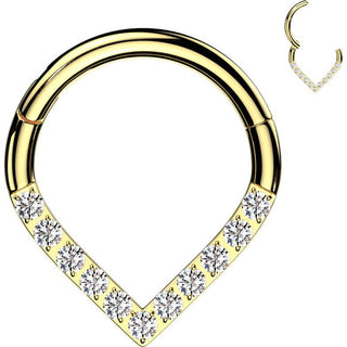 Kółko szewron cyrkonia kolczyk segmentowy