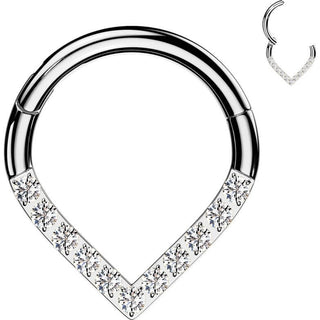 Kółko szewron cyrkonia kolczyk segmentowy