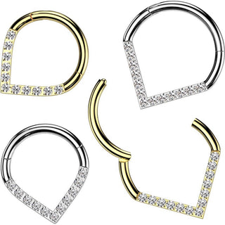 Kółko szewron cyrkonia kolczyk segmentowy