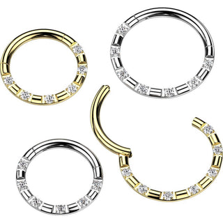 Kółko 6 cyrkonii kolczyk segmentowy