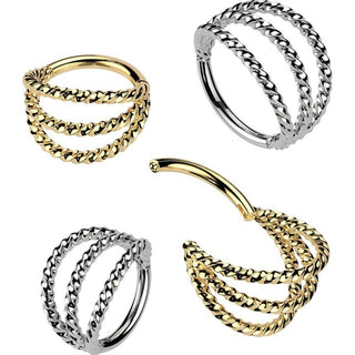 Kółko trójwymiarowe potrójny koraliki kolczyk segmentowy