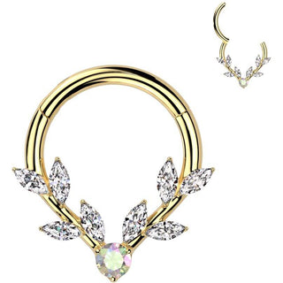 Kółko winorośł cyrkonia szlif markizowy kolczyk segmentowy