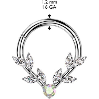 Kółko winorośł cyrkonia szlif markizowy kolczyk segmentowy