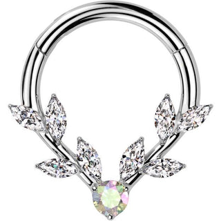 Kółko winorośł cyrkonia szlif markizowy kolczyk segmentowy