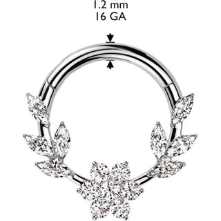 Kółko winorośl kwiatek cyrkonia szlif markizowy kolczyk segmentowy