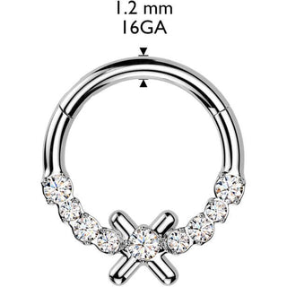 Kółko x cyrkonie kolczyk segmentowy