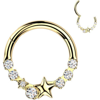 Kółko gwiazdki cyrkonia kolczyk segmentowy