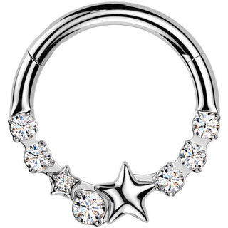 Kółko gwiazdki cyrkonia kolczyk segmentowy