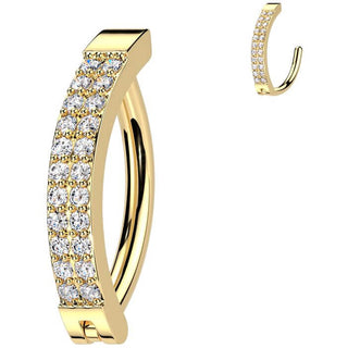 Kolczyk do pępka dwa rzędy cyrkonii kolczyk segmentowy