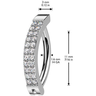 Kolczyk do pępka dwa rzędy cyrkonii kolczyk segmentowy