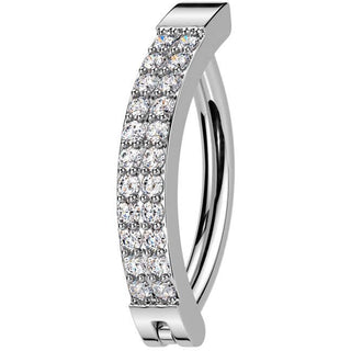 Kolczyk do pępka dwa rzędy cyrkonii kolczyk segmentowy