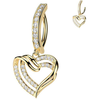 Kolczyk do pępka serduszko zawieszka cyrkonia kolczyk segmentowy