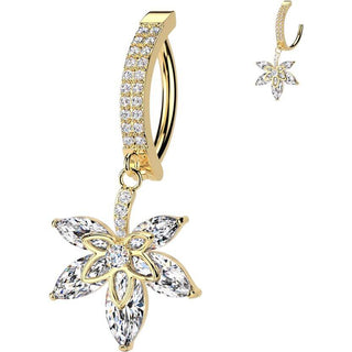 Kolczyk do pępka kwiatek zawieszka cyrkonia clicker