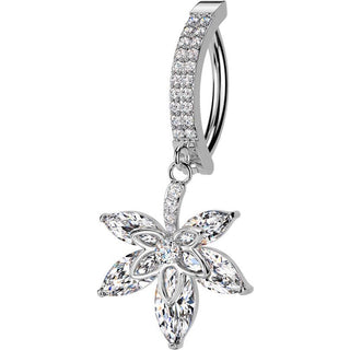 Kolczyk do pępka kwiatek zawieszka cyrkonia clicker