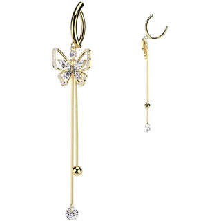 Kolczyk do pępka motylek zawieszka cyrkonia clicker