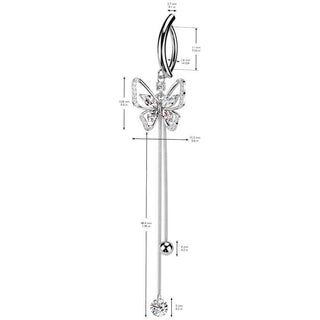 Kolczyk do pępka motylek zawieszka cyrkonia clicker