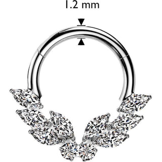 Tytan kółko motylek szlif markizowy cyrkonia kolczyk segmentowy