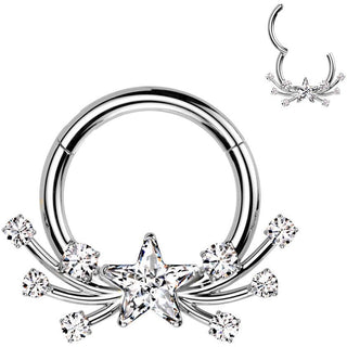 Tytan kółko gwiazdka cyrkonia kolczyk segmentowy