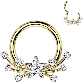 Tytan kółko gwiazdka cyrkonia kolczyk segmentowy