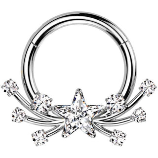 Tytan kółko gwiazdka cyrkonia kolczyk segmentowy