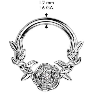 Tytan kółko róża winorośl cyrkonia kolczyk segmentowy