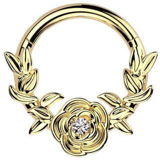 Tytan kółko róża winorośl cyrkonia kolczyk segmentowy