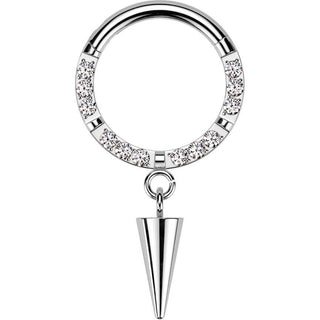 Tytan kółko cyrkonie zawieszka kolec kolczyk segmentowy