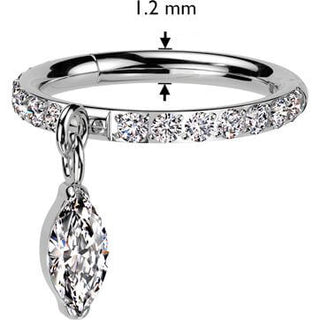 Tytan kółko zawieszka cyrkonia szlif markizowy kolczyk segmentowy