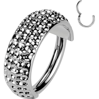 Tytan kółko trójwymiarowe ściete kulki kolczyk segmentowy