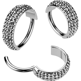 Tytan kółko trójwymiarowe ściete kulki kolczyk segmentowy