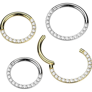 Tytan kółko perły kolczyk segmentowy